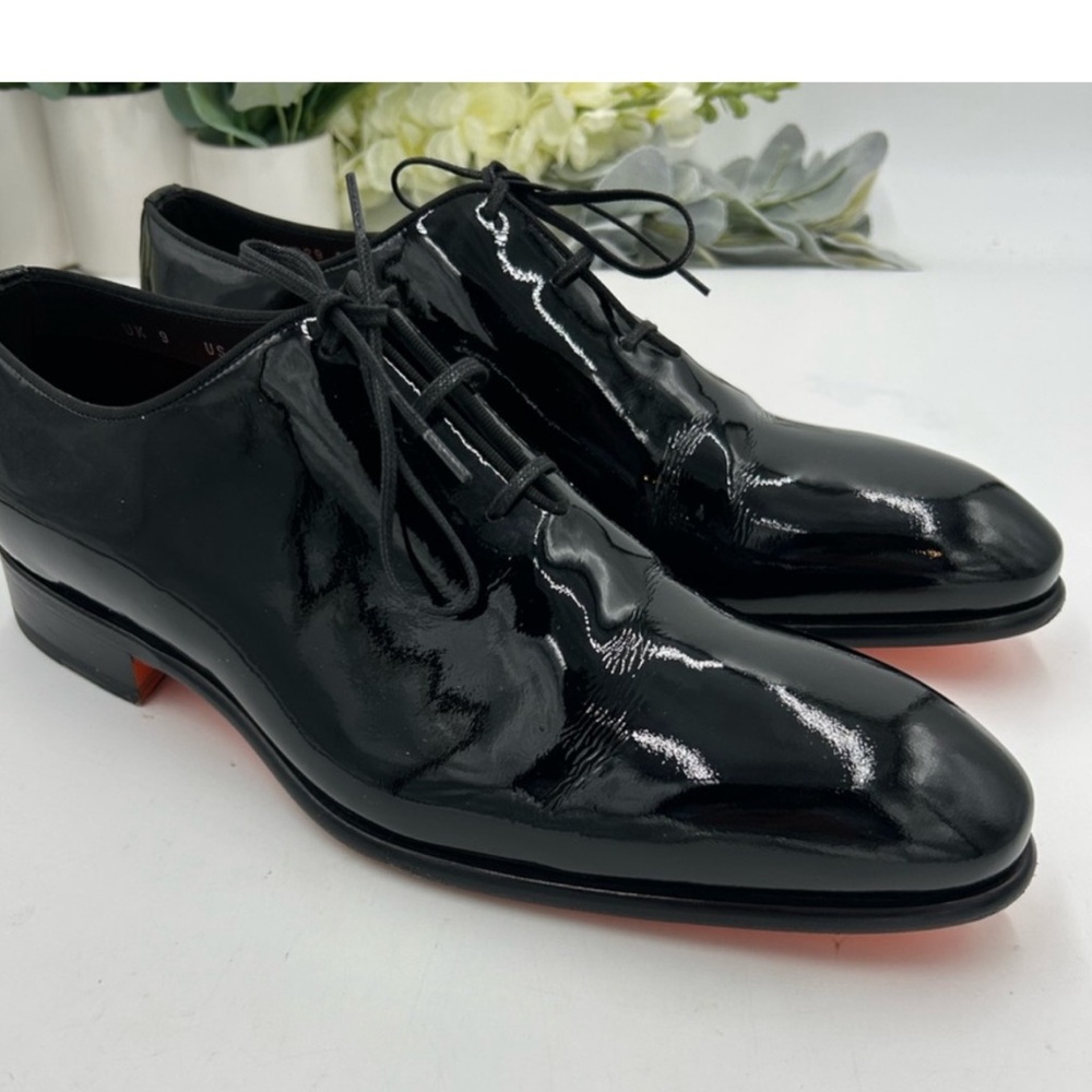 Santoni Men's Patent leather Black Men's Oxfords. Size 10. Worn once .